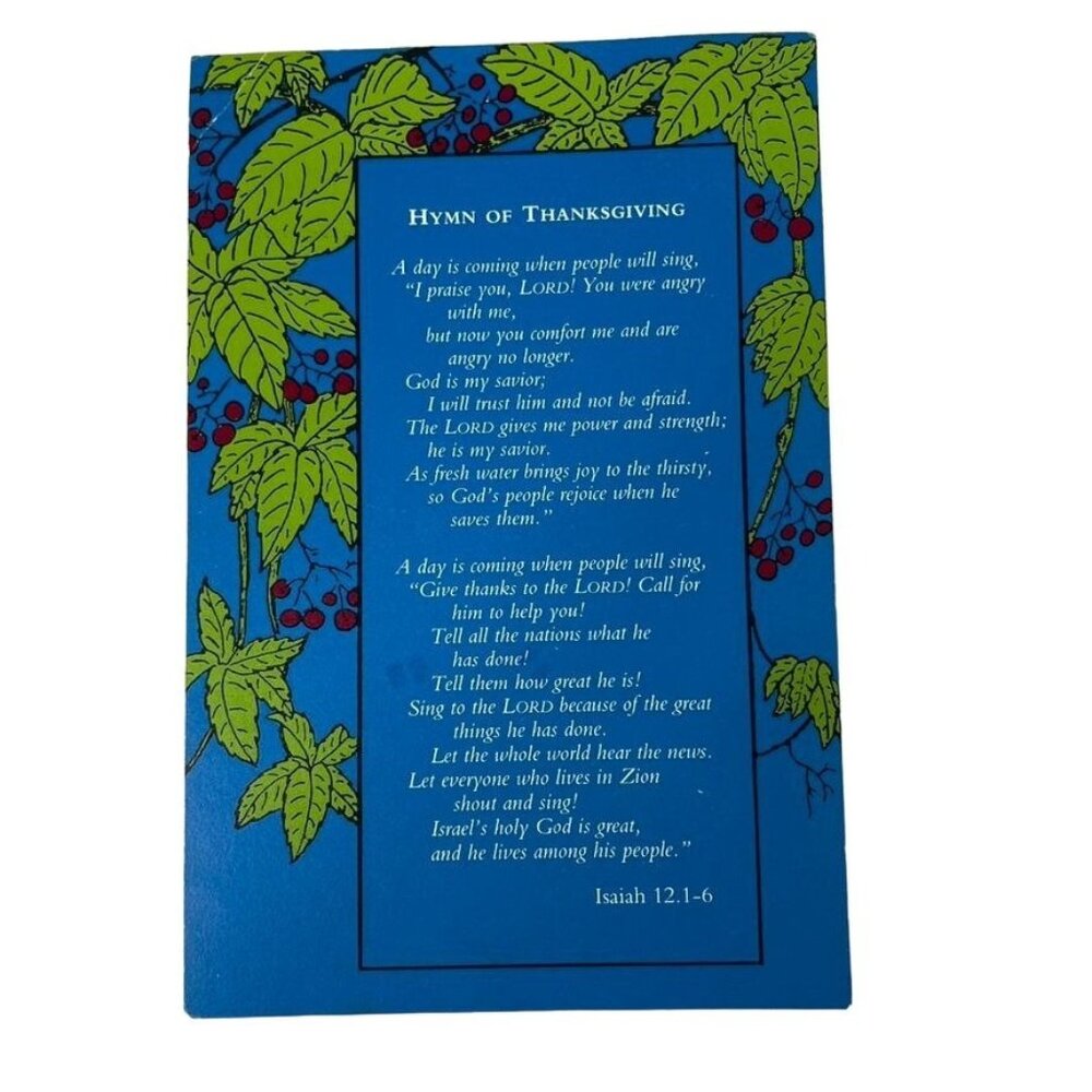 Vintage Postcard Hymn of Thanksgiving Isaiah 12.1-6  Posted 1994